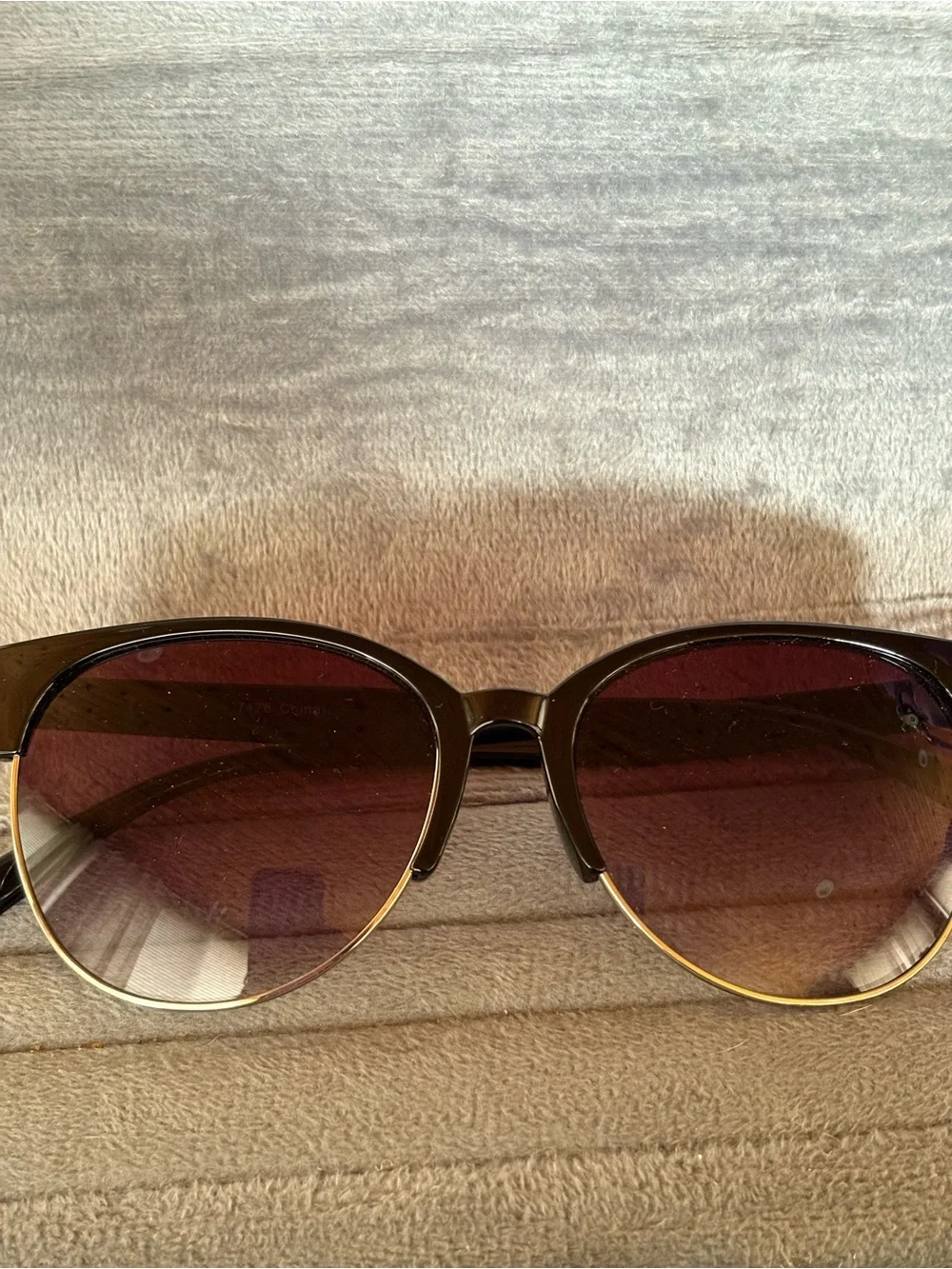 Black Half-Rim Sunglasses with Purple Gradient Lenses